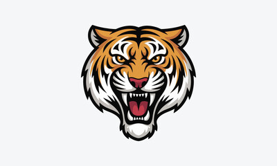 Tiger head vector illustration isolated portrait of a wild feline