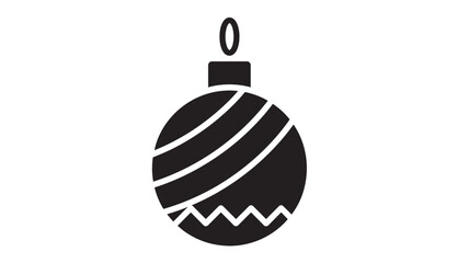 a simple black christmas ornament with a rounded shape and a loop at the top on transparent background silhouette high quality professional detailed modern elegant stylish