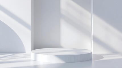 Modern 3D Podium on White Background