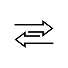 Two arrows different directions. Two double straight arrows pointing in opposite directions. Vector illustration.