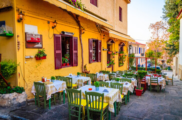 Beautiful street  in Plaka District, Athens, Greece.