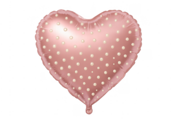 Pink heart foil balloon with pearl polka dots