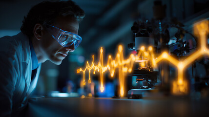 Scientists analyze the molecular structure using high-precision spectroscopic equipment.