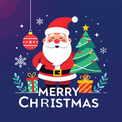 christmas card with santa claus vector