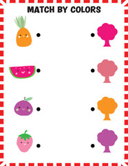 Color matching educational game for children white