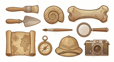 Archaeology and Exploration Tool Kit Vector Illustration