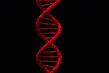 Abstract red dna helix on black background
