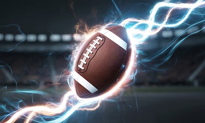 Dynamic American Football in Intense Electric Energy Bursting with Power and Motion