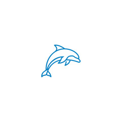 Minimalist Dolphin Line Art Logo with Clean Blue Outline for Modern Marine and Ocean Branding Design
