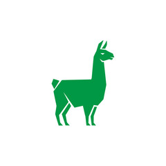 Fototapeta premium Geometric Green Llama Silhouette Logo Design for Modern Branding and Creative Visual Identity