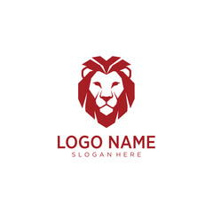 Elegant Geometric Lion Head Logo Design in Bold Red for Modern Branding and Professional Identity