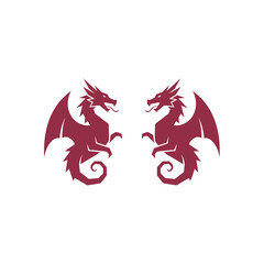 Symmetrical Heraldic Twin Dragon Silhouette Emblem for Fantasy Branding and Mythical Design Art Logo