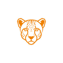 Bold geometric cheetah head logo in modern minimalist style with sharp lines and dynamic shapes for branding