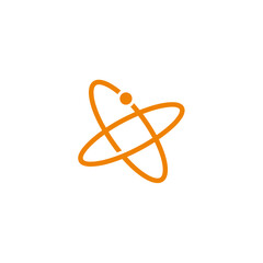 Dynamic Orange Atomic Orbit Logo Design Symbolizing Innovation, Energy, Modern Technology, and Digital Progress