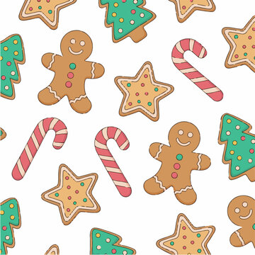Christmas gingerbread cookies seamless pattern