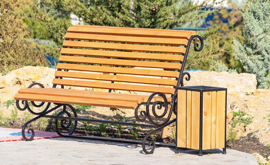 Wooden bench in the park