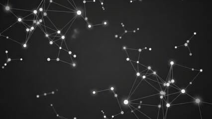 Abstract network connection background with glowing dots and lines on a dark gray backdrop.