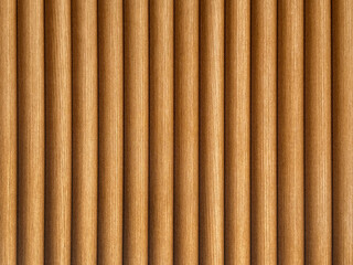 Natural brown oak wood fluted panel or fluted strips, rustic wood. Seamless background texture. © TMR Studio