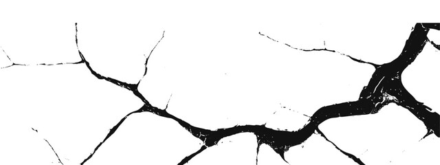 Vector Black and white cracked wall, old wall, grunge wall paint effect, grungy transparent texture background. Vector grunge cracked texture style with cracked texture.	