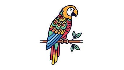 Colorful parrot perched on a branch a vibrant illustration of tropical wildlife