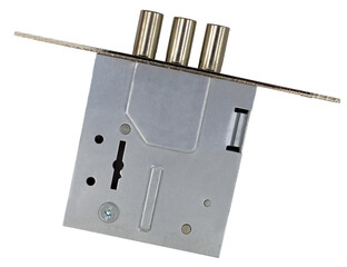 mechanical door lock on a white