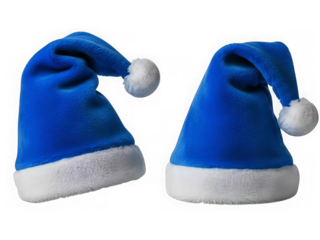 Pair of soft blue Santa  hats 