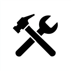 Crossed Hammer and Wrench Tools Icon