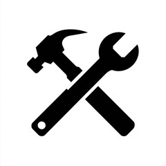 Crossed Hammer and Wrench Tools Icon