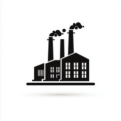 Industrial Factory Building with Smoking Chimneys Icon