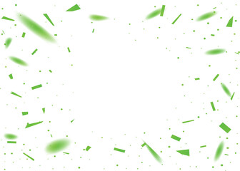 Green confetti and dots blank background, festive celebration Christmas design