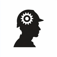 Industrial Worker Engineer with Gear Icon