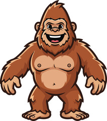 Laughing Bigfoot Cartoon Happy Sasquatch Illustration