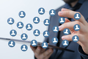 A visual representation of interconnected network, social media, technology and data. Business and digital conc