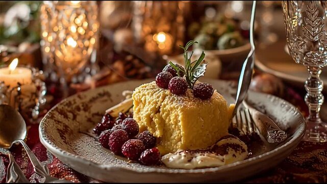 Creamy Cheese Polenta With Christmas Setup