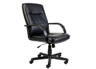Modern black executive office chair with plush cushioning and ergonomic armrests, ideal for home offices, corporate spaces, and furniture retail promotions