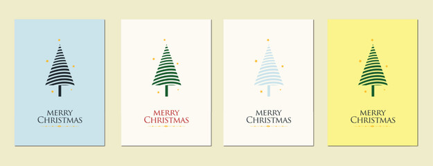 New Minimalist Merry Christmas Greeting cards for business and personal use. Colorful modern minimalist vector for greeting card, website banner, social media Christmas card