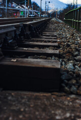 railroad tracks in the fog