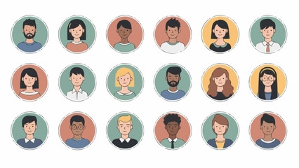 Diverse Group of People Avatars in Circular Frames.