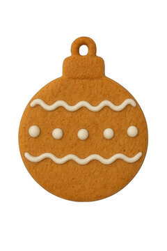 Christmas golden gingerbread ball cookie isolated