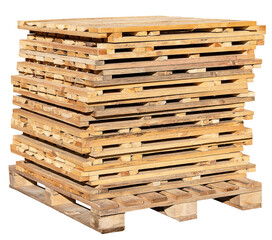 Wooden pallets on a white
