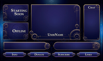 Set of Mystic Fantasy User Interface Elements. Fantasy sacred stream overlay. Vector Illustration EPS10 © Oniks Astarit