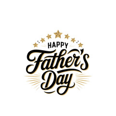 Elegant Father’s Day Typography Design with Golden Stars and Decorative Elements