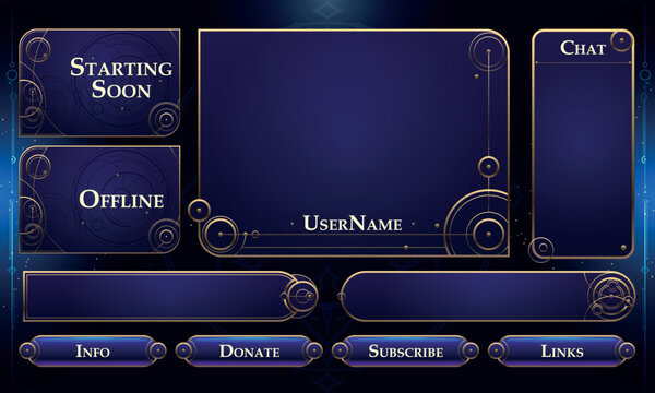 Set of Mystic Fantasy User Interface Elements. Fantasy sacred stream overlay. Vector Illustration EPS10