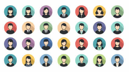 Diverse Collection of Professional Avatar Icons Representing Various Individuals.