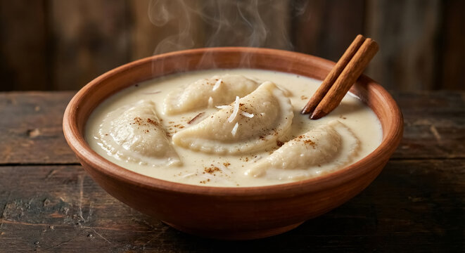Dudhpuli Pitha Served in Thick Milk Syrup, Authentic Bengali Sweet Dessert