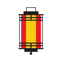 Traditional Japanese Lantern Vector Illustration with Red and Yellow Colors in Flat Style