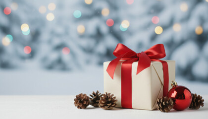 Christmas Gift Box With Festive Decor And Holiday Atmosphere