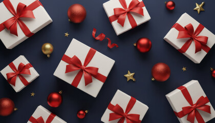 Blue White Christmas Gift Pattern Clean Modern Layout