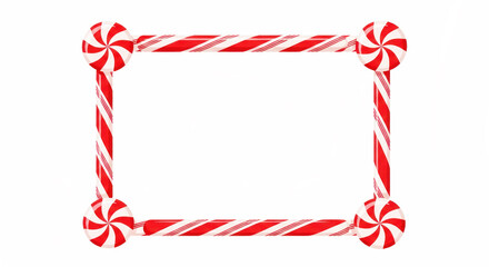 Obraz premium Festive candy cane frame with red and white stripes, creating a cheerful holiday atmosphere perfect for Christmas-themed designs and greetings