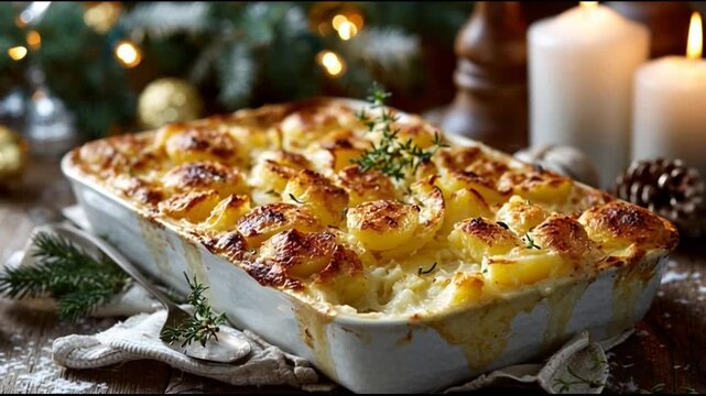 Creamy Potato And Leek Bake With Christmas